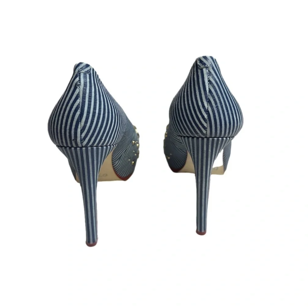 Gianni Bini Platform Heel Stars Stripes Blue White Size 8.5